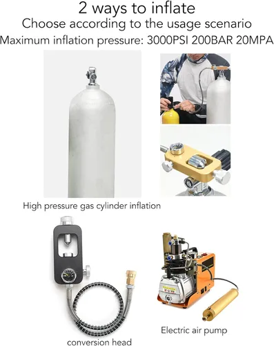 Miniatura 6 de Mini respirador de respiración de buceo portátil, equipo de buceo, tanque de cilindro de oxígeno, 2L X5000 Pro, adaptador de tubo de doble correa