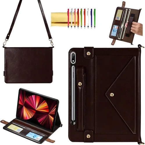 Miniatura 32 de Bolso Funda para Samsung Galaxy Tab S10 FE/S9 FE 10.9"/S9/S8/S7 11", Techcircle Folio con Soporte Cruzado, Billetera con Ranura para Lápiz S Pen