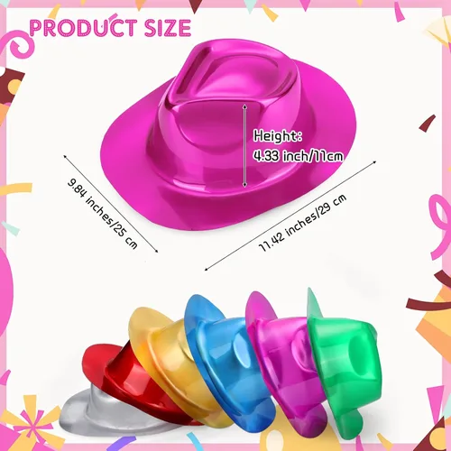 Miniatura 2 de Handepo 48 sombreros de vaquera de Halloween a granel, disfraz de cosplay metálico, suministros de fiesta para adultos