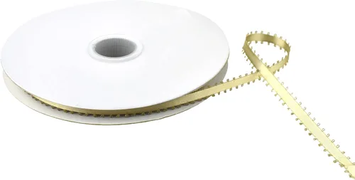 Miniatura 17 de Homeford Cinta de satén de doble cara con borde Picot, 50 yardas (3/8 pulgadas, oro antiguo)