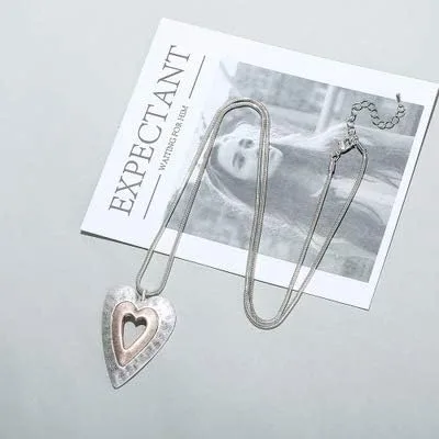 Miniatura 8 de COOSTUFF ANNA Collar con dije de corazón de amor para mujer, joyería de moda, collares largos de suéter Chian, Metal