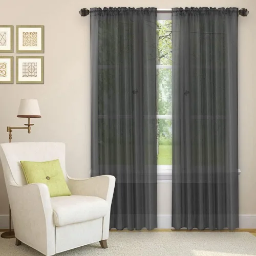 Miniatura 18 de Golden Linens LLC Juego de 2 paneles transparentes de color gris para ventana, bolsillo para barra, 54 pulgadas de ancho x 84 pulgadas de largo cada