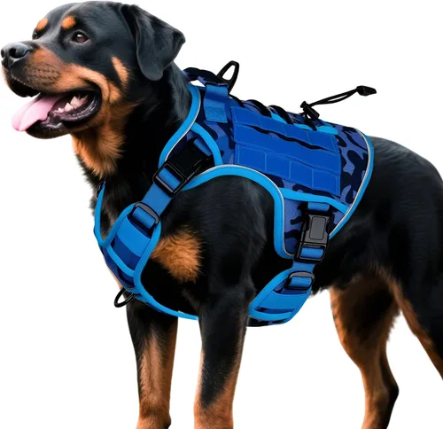 Miniatura 75 de Arnés táctico para perros grandes, chaleco reflectante ajustable sin tirones con sistema Molle, control de grado militar K9 para entrenamiento