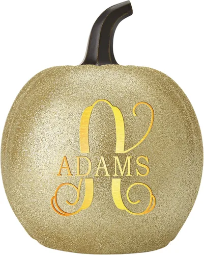 Miniatura 13 de Let's Make Memories - Calabaza personalizable con luz y apellido familiar e inicial para decoración otoñal de Halloween, para interiores y Crema