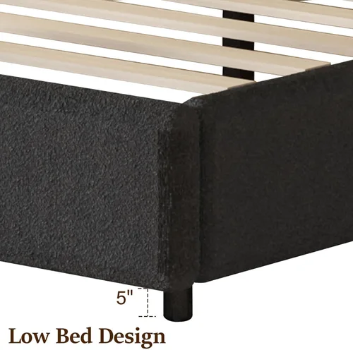 Miniatura 3 de Base de cama REVOMINCA tamaño Queen, base de cama tapizada de plataforma con cabecero, cama de plataforma suave con esquinas redondas, no se Dgery