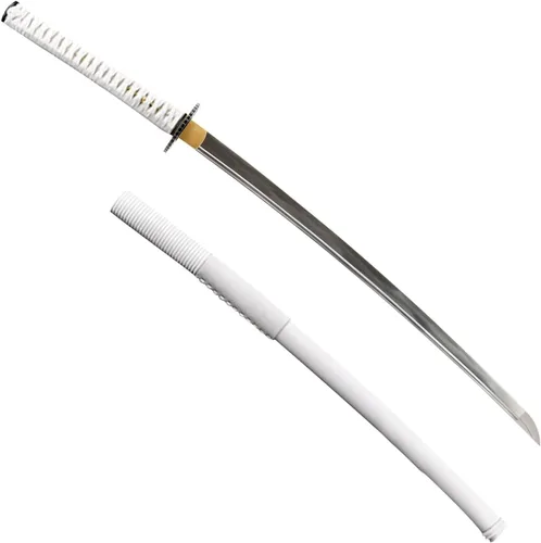 Miniatura 23 de HMS Samurai Katana Sword, Practical, Hand Forged, 1045 Carbon Steel, Heat Tempered/Clay Tempered, Full Tang, Sharp, Scabbard Blanco-dragón-951A