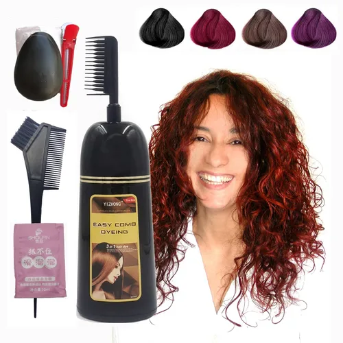 Miniatura 11 de Black Hair Dye Shampoo Permanent YIZHONG Hair Color para el cabello 100% cobertura de canas Mujeres Hombres 3 In2 Easy Comb Dyeing (negro)