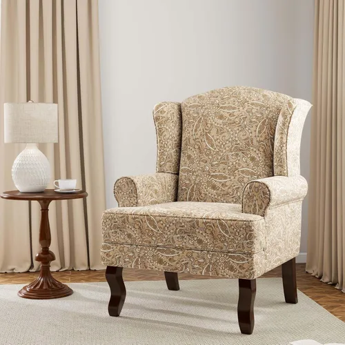 Miniatura 23 de Silla decorativa, sillón tapizado con respaldo alto con esponja de alta resistencia y patas de madera, sillas individuales modernas y cómodas de Un