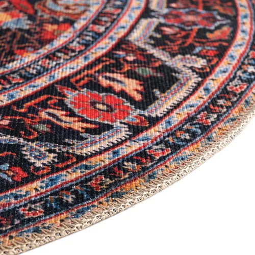 Miniatura 6 de Unique Loom Timeless Collection - Alfombra de área - Jude (3 pies 6 pulgadas, redonda, borgoña/negro)