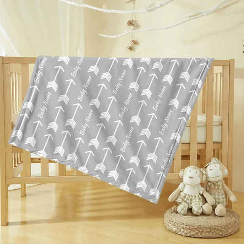 Miniatura 4 de Mantas personalizadas de flecha gris Minky con nombre, mantas personalizadas para niños y niños, manta de felpa suave para bebés recién nacidos