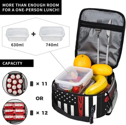 Miniatura 4 de Miaoquhe Lonchera de béisbol para hombres, bolsa de béisbol con bandera estadounidense para mujeres, bolsa de almuerzo para niños, bolsa de almuerzo
