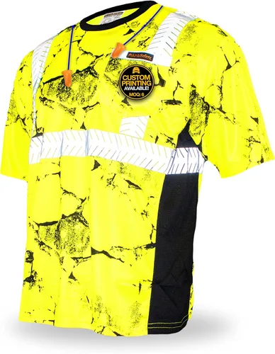 KwikSafety - Charlotte, NC - Camisa de seguridad de manga corta para hombre renacentista [cinta reflectante de espina de pescado] Clase 2 ANSI OSHA