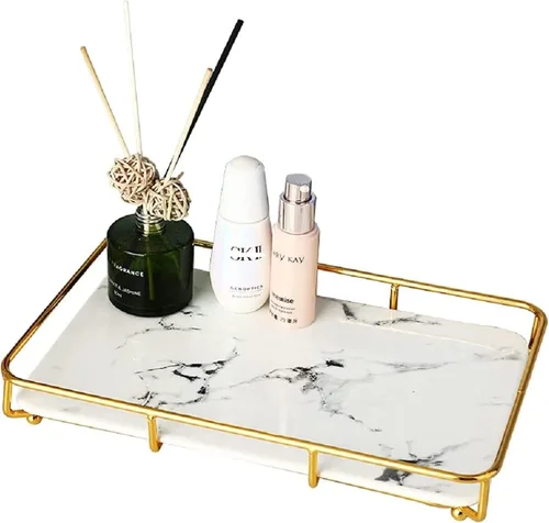 Miniatura 21 de Organizador de baño, organizador de perfumes, organizador de maquillaje, estante de almacenamiento de cosméticos, bandeja de tocador de acero 2