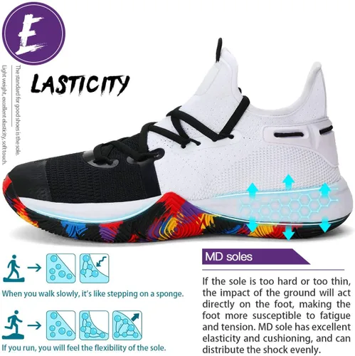 Miniatura 3 de ASHION Zapatos de baloncesto unisex para niños y niñas, tenis de caña alta, transpirables, con amortiguación al aire libre, zapatos deportivos