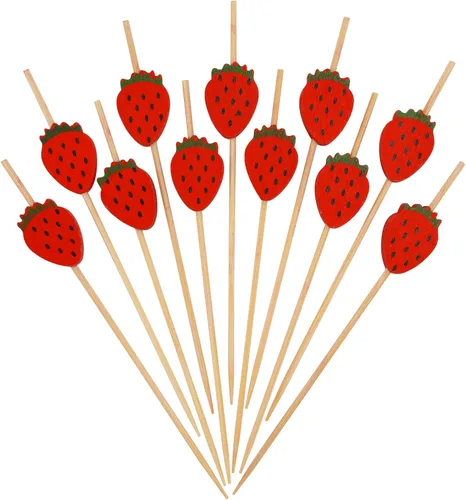 Miniatura 18 de Minisland Palillos de cóctel de hojas de piña de sandía mixtos, palillos de bambú de 4.7 pulgadas de largo para aperitivos, comida hawaiana