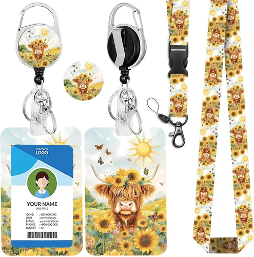 Miniatura 11 de Cordones azul bebé para llaves Portador de Insignias, Carrete de Insignias Retráctil con Clip de Mosquetón y Cordón Desmontable, Linda Tarjeta