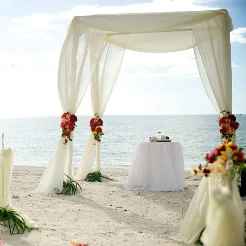 Miniatura 2 de Camino de mesa de organza transparente de 394 x 53 pulgadas para festones de boda, cenefa de recepción, cortina de telón de fondo, rollos de tul