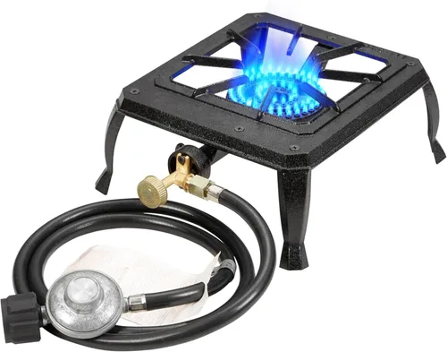 Miniatura 10 de Vivicreate Estufa de gas propano de hierro fundido, quemador doble, resistente, portátil, extraíble, para exteriores, 200 libras, soporte de alto