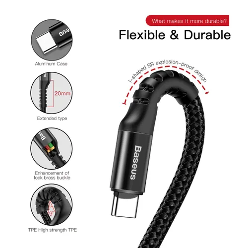 Miniatura 7 de Baseus Cable USB tipo C para automóvil, cable retráctil (3 pies) rizado USB A a USB-C, cable de carga rápida compatible con Samsung Galaxy S10 S9 S8