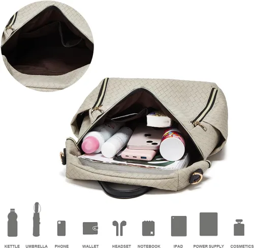 Miniatura 5 de Makes Mochila para mujer, de piel sintética, bolsa de viaje con diseño convertible con monedero, 2 piezas