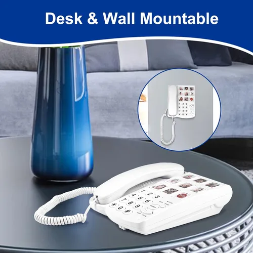 Miniatura 6 de Teléfono fijo para personas mayores, teléfonos con botones grandes para personas mayores con discapacidad visual, con timbre extra fuerte, botones