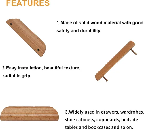 Miniatura 3 de Manijas de madera de 5 pulgadas, tiradores de cajón y armario, paquete de 4 unidades para armario y armario