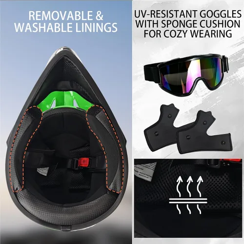Miniatura 6 de Cascos de Dirt Bike para Jóvenes de Moda para Niños, Motocross, Motocicleta, BMX, ATV, Todoterreno, Cuatro Ruedas, Cascos Integrales para Bicicleta