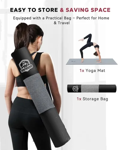 Miniatura 7 de HAPBEAR Large Yoga Mat - 72"x36" Extra Wide Exercise Mat - 1/4" Thick Dual Color PVC Anti-Slip Surface & High Cushioning - Ideal for Yoga, Pilates