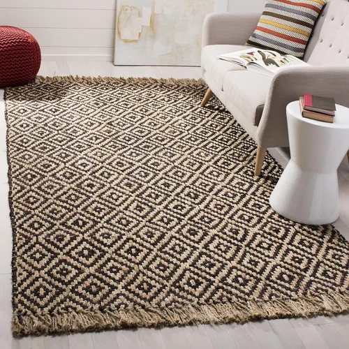 Miniatura 12 de SAFAVIEH Natural Fiber Collection - Alfombra decorativa, 2.3 x 4 pies, azul tropical y natural, yute bohemio con borlas de diamante, hecho a mano
