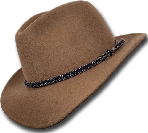 Miniatura 5 de Oztrala Outback Fedora Sombrero de fieltro de lana australiana HW02 Hombres Mujeres Niños Banda de cuero vaquero Western US