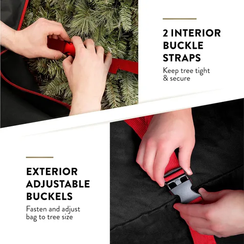 Miniatura 4 de ZOBER Bolsa de almacenamiento para árbol de Navidad con ruedas de tela Oxford 600D, se adapta a árboles artificiales de 7.5 pies, bolsa impermeable