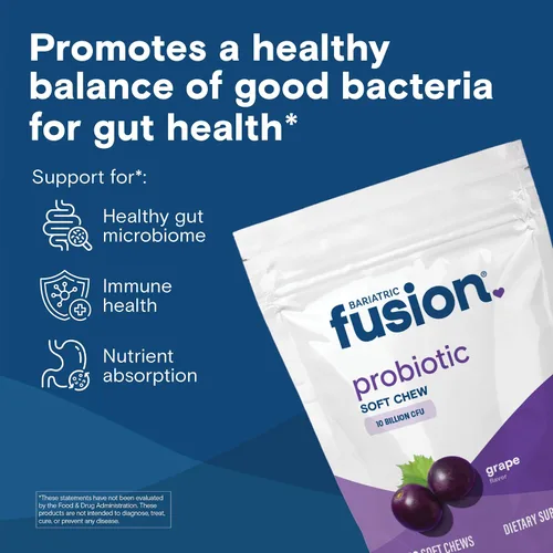 Miniatura 2 de Bariatric Fusion Masticables blandos probióticos Vitamina bariátrica masticable con sabor a uva 10 mil millones de UFC Bacillus coagulans