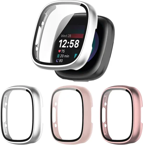 Miniatura 11 de Paquete de 6 fundas protectoras de pantalla para Fitbit Sense 2 / Versa 4 [cobertura completa], parachoques de policarbonato duro, accesorios