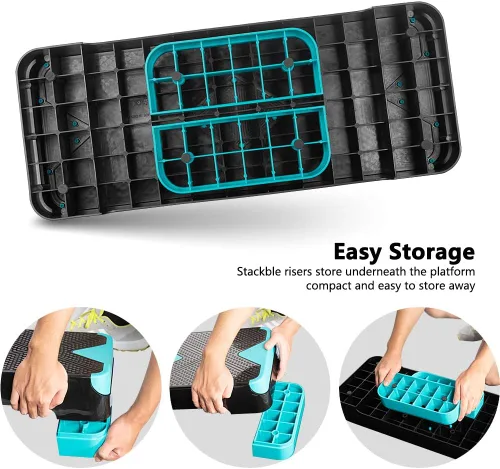 Miniatura 3 de GYMMAGE Stepper aeróbico de entrenamiento ajustable, plataforma de ejercicios aeróbicos con 2 elevadores, plataforma de ejercicios para fitness