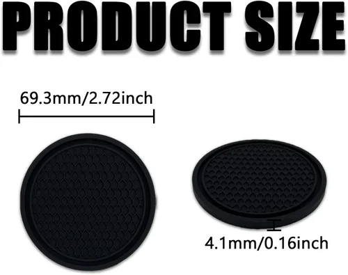 Miniatura 2 de Msyuusr 4 piezas Posavasos para automóvil, inserto antideslizante de nido de abeja de silicona, accesorios universales para automóviles para la Negro