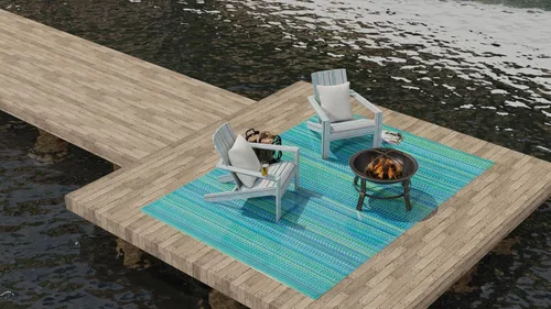 Miniatura 8 de Mad Mats® Alfombra geométrica para exteriores, tapete de plástico reversible (4 x 6 pies, tejido de cesta, piedra blanca)