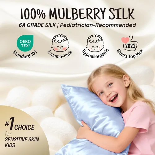 Miniatura 2 de Olesilk - Funda de almohada 100% seda con cremallera oculta para la belleza del cabello y la piel, ambos lados, 19 milímetros (0.74 pulgadas), Azul