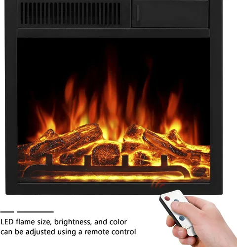 Miniatura 5 de R.W.FLAME Chimenea eléctrica con chimenea envolvente de madera, soporte de TV negro de 36 pulgadas con chimenea eléctrica independiente, control