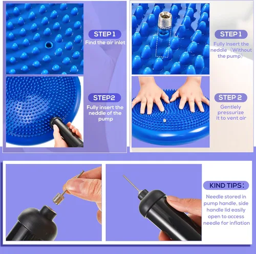 Miniatura 3 de Meooeck Juego de cojines inflables para niños sensoriales con 3 cápsulas de equilibrio y 4 bolas de masaje con puntas, almohadillas de asiento
