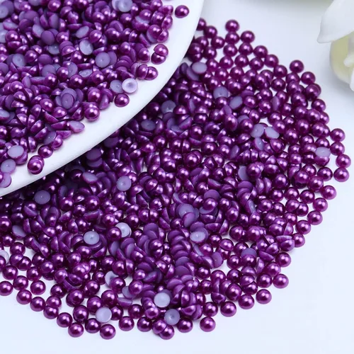 Miniatura 53 de 1500 PIEZAS 4mm Perlas Blancas de Media Parte Plana para Manualidades Joyería Álbum de Recortes Decoración de Uñas, Perlas de Parte Plana para Blanco