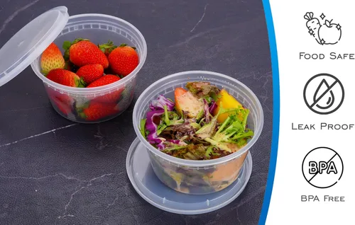 Miniatura 2 de EDI [12 onzas, 50 juegos] Contenedores de plástico para almacenar alimentos con tapas herméticas Apto para microondas, congelador, lavavajillas