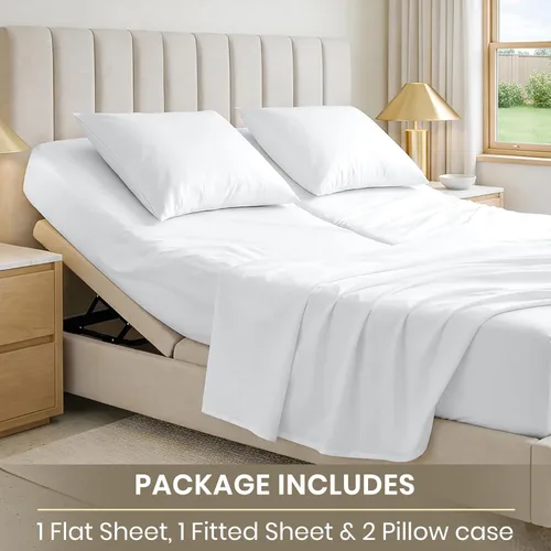 Miniatura 2 de SGI bedding Sábana Queen de 28" con Parte Superior Dividida Flex Head, 100% Algodón Egipcio, Cuenta de Hilos 1000, Sábana Superior Flex para Cama