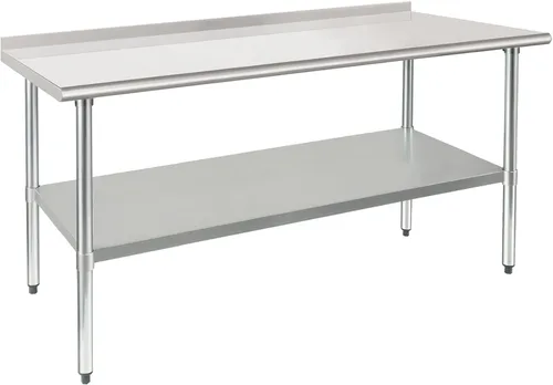 Miniatura 14 de HARDURA Mesa de trabajo comercial de acero inoxidable, mesa de trabajo de preparación, mesa de metal de 14 x 24 pulgadas con estante inferior