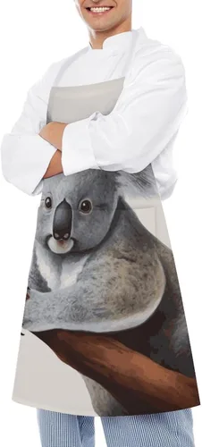 Miniatura 4 de Personalized Koala And Butterfly Adult Apron, Kitchen Cooking Aprons for Woman Man, Adjustable Bib Apron with Pocket for Baking, BBQ Crafting