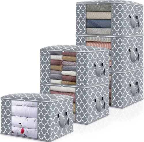 Miniatura 9 de WISELIFE Bolsas de almacenamiento, organización de ropa de manta grande y contenedores de almacenamiento para ropa de cama, edredones, organizador