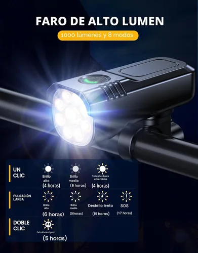Miniatura 2 de Zewdov Super Bright Bike Lights for Night Riding, Adjustable Modes Bicycle Lights Front and Rear, Rechargeable & IP65 Waterproof Bike Headlight and