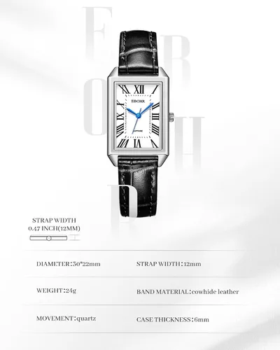 Miniatura 5 de Reloj clásico de cuarzo para mujer, elegante y resistente, con correa de piel de vacuno, perfecto para cualquier ocasión