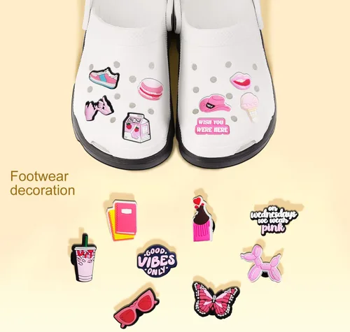 Miniatura 3 de IOKUKI 35 dijes rosados para zapatos para niñas y mujeres, decoración estética de zapatos para sandalias de zuecos, regalos de fiesta rosa