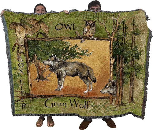 Miniatura 21 de Pure Country Weavers - Manta tejida con flecos, decorativa / tapete, de Antler Lodge, con diseño de osos, vida silvestre, cabaña del lago, regalo