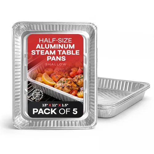 Miniatura 9 de IDL Packaging Sartenes de aluminio de tamaño medio con tapas, tamaño mediano, 13 x 11 x 2 pulgadas (paquete de 10) - Sartén desechable de aluminio